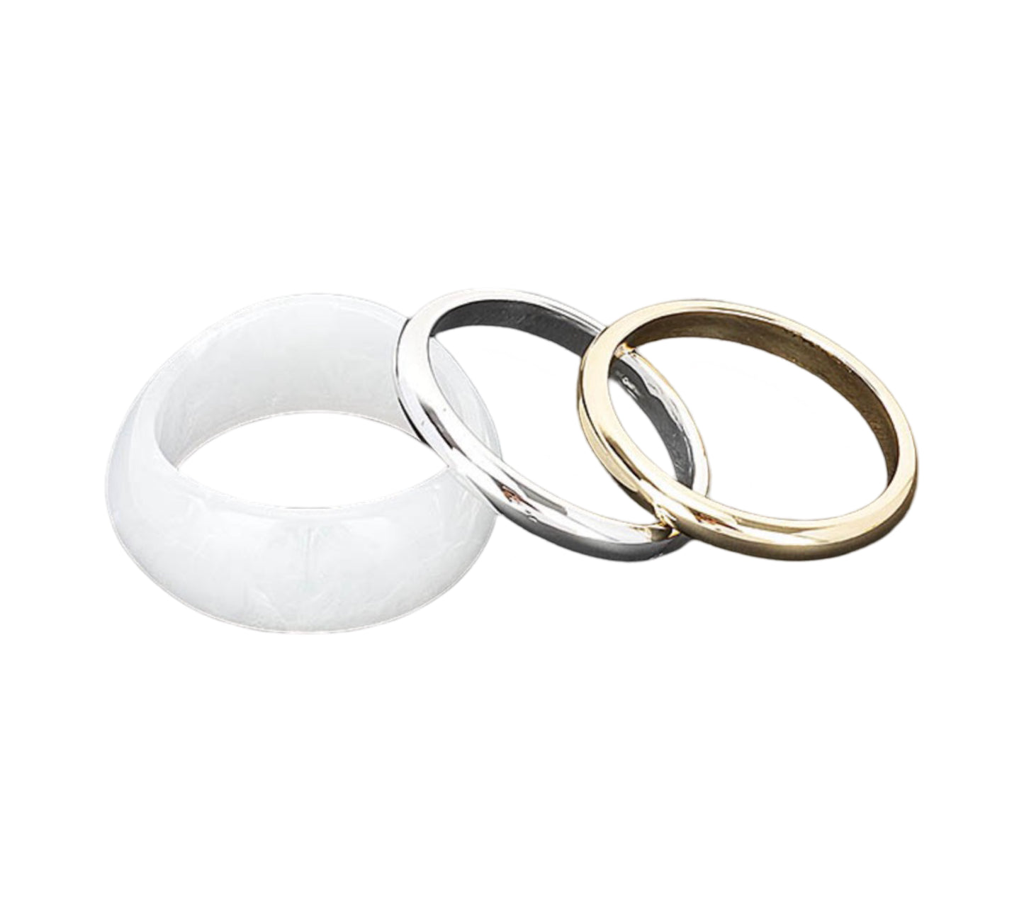 Vista Del Mar Bangle Set - White/Gold/Silver