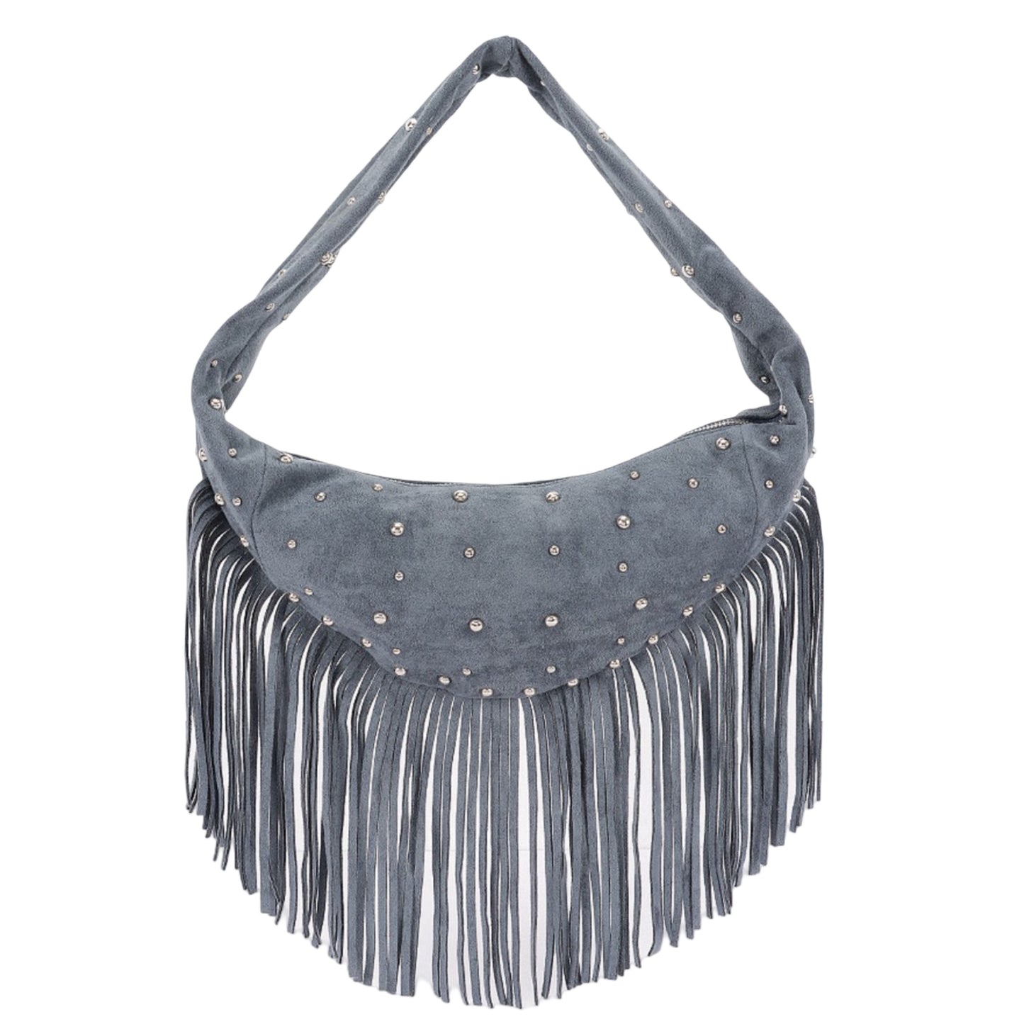 Fringe With Benefits Shoulder Bag - Gray