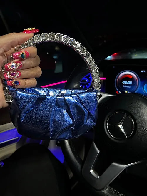 Livin’ Lavish Metallic Mini Handbag - Blue