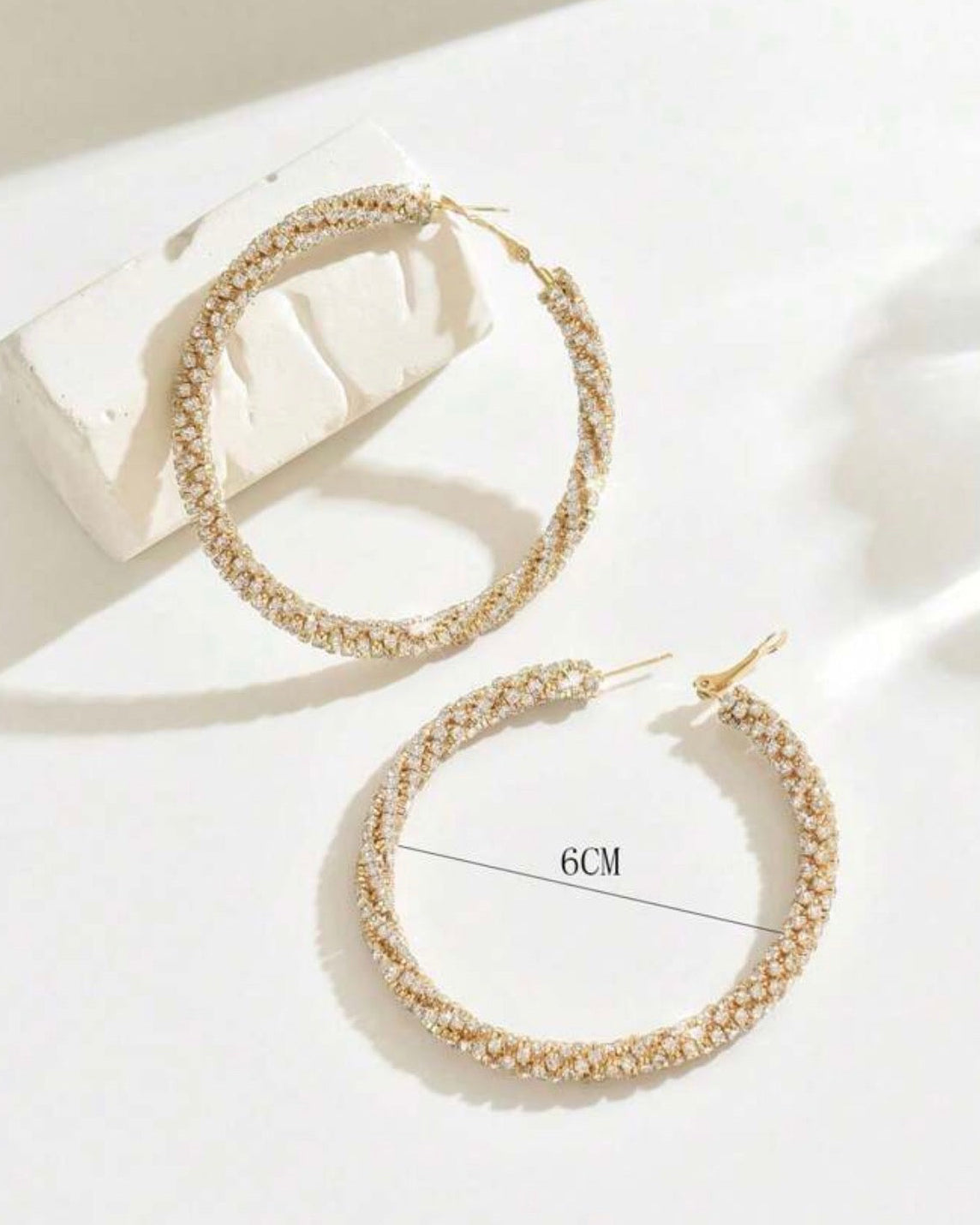 Crystal Hoop Earrings - Gold