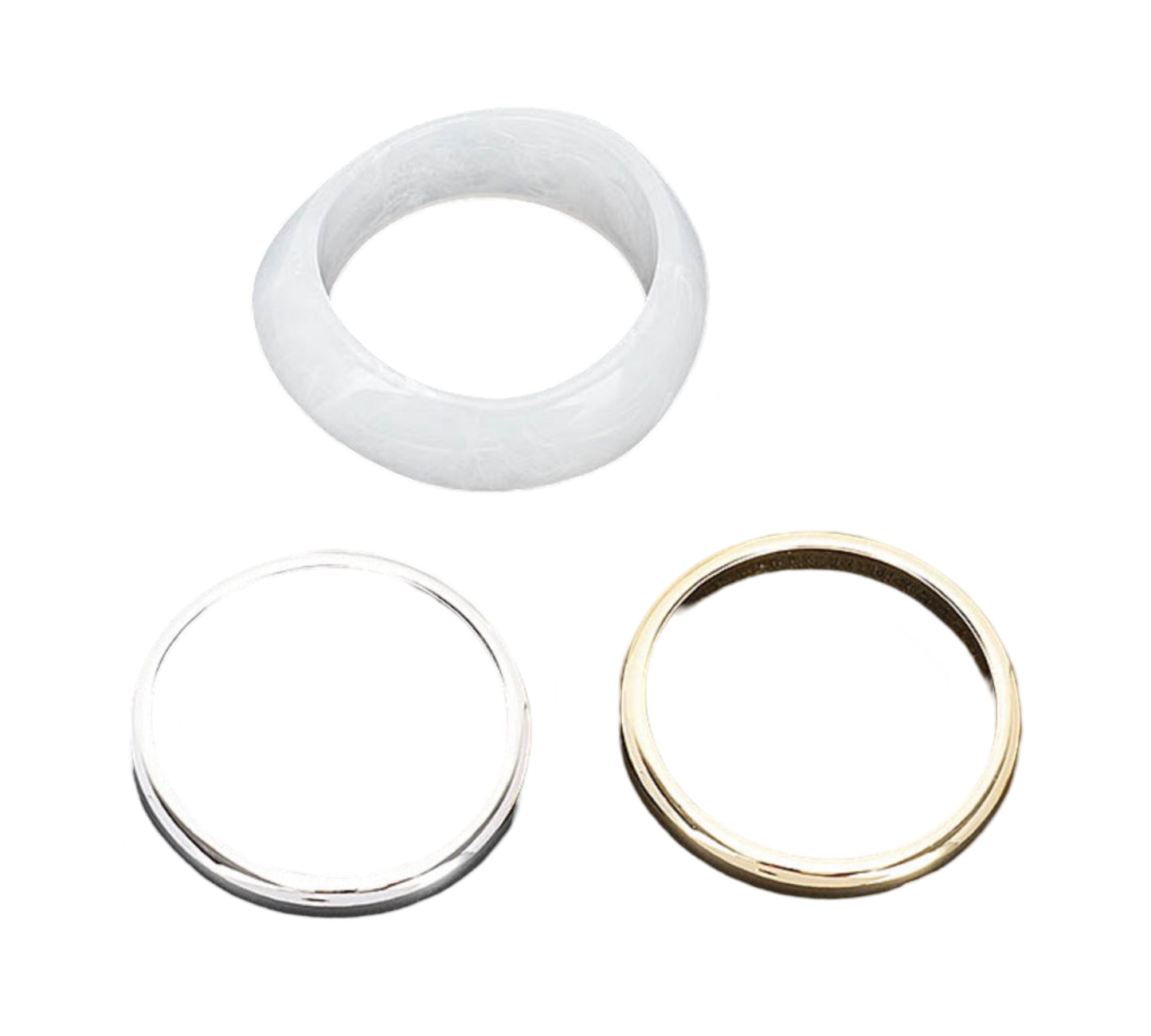 Vista Del Mar Bangle Set - White/Gold/Silver