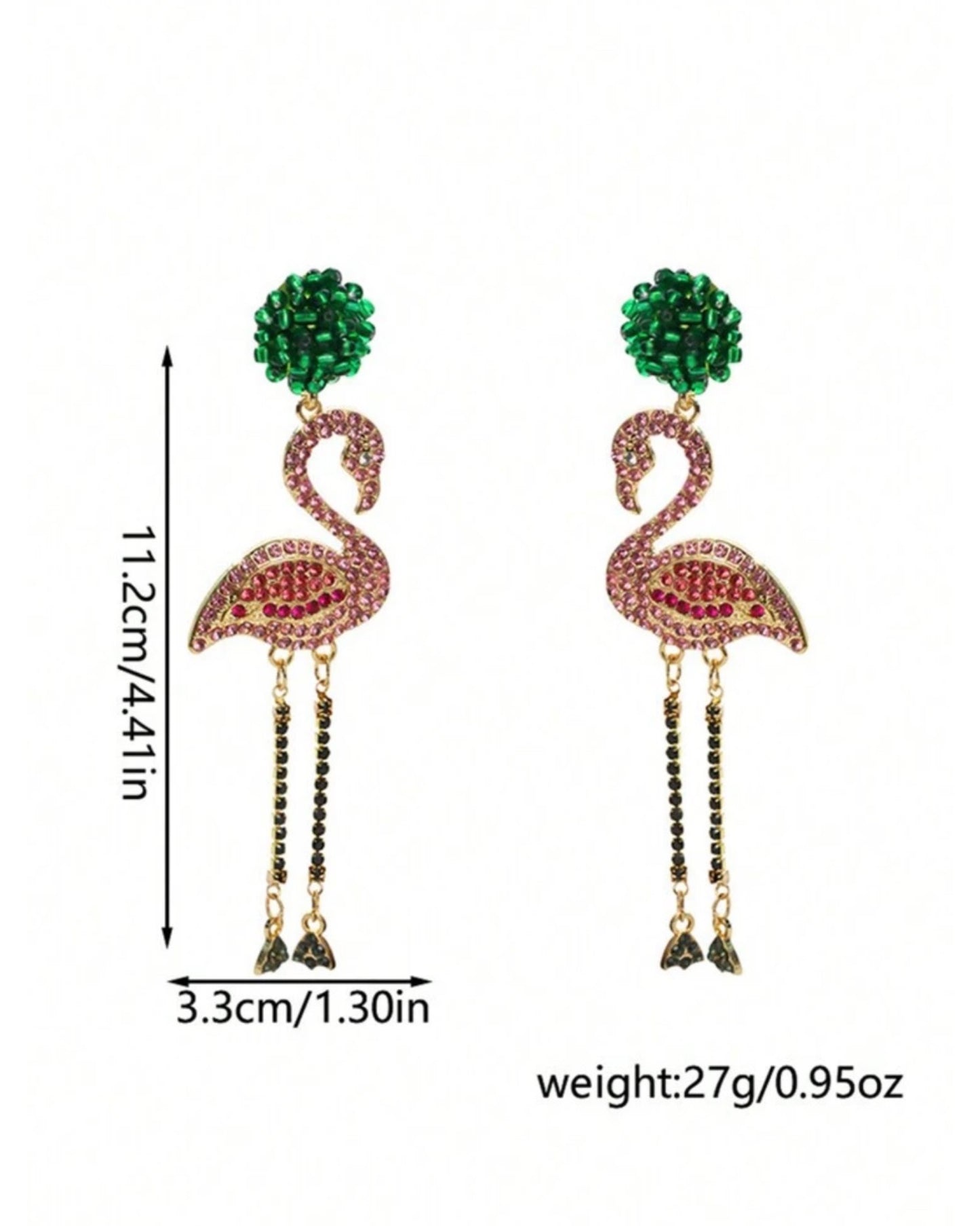 Crystal Flamingo Earrings - Pink