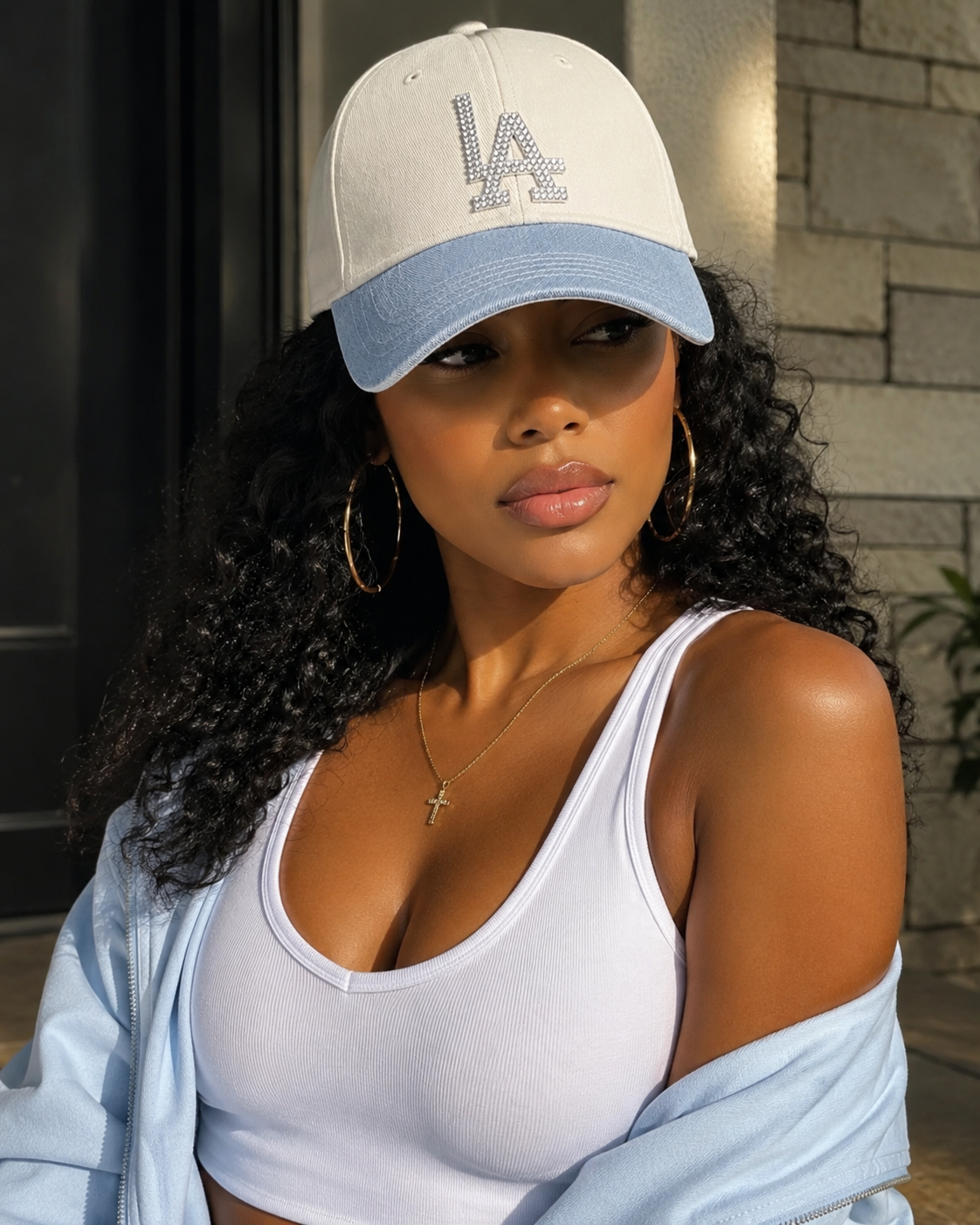 Crystal LA Baseball Hat - White