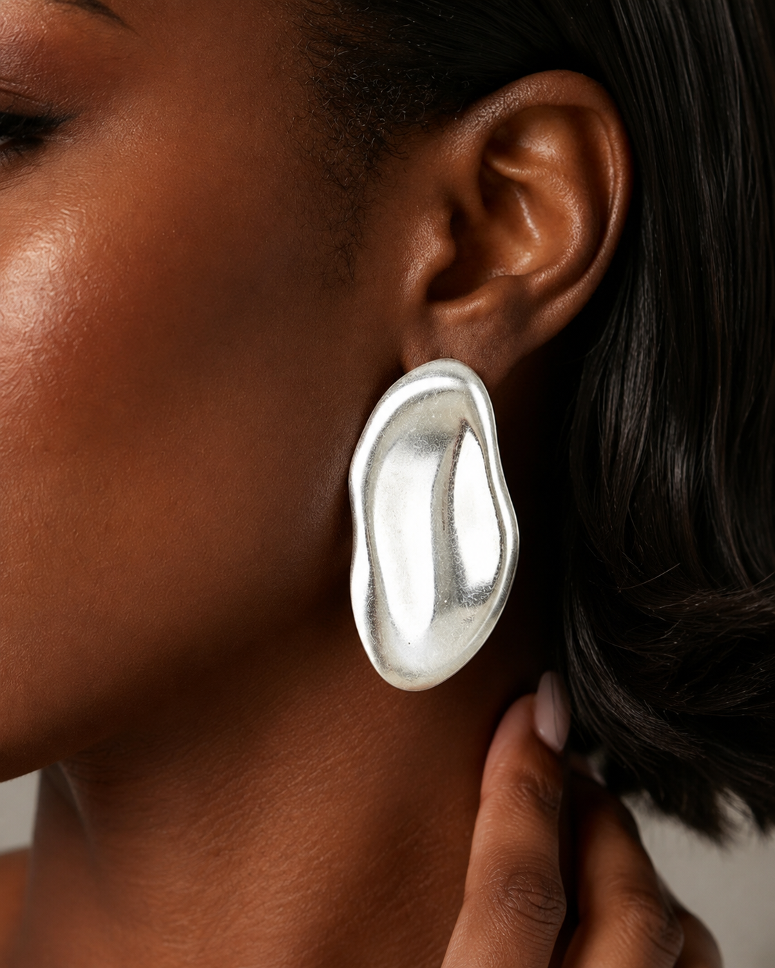 Chrome Petal Earrings - Silver