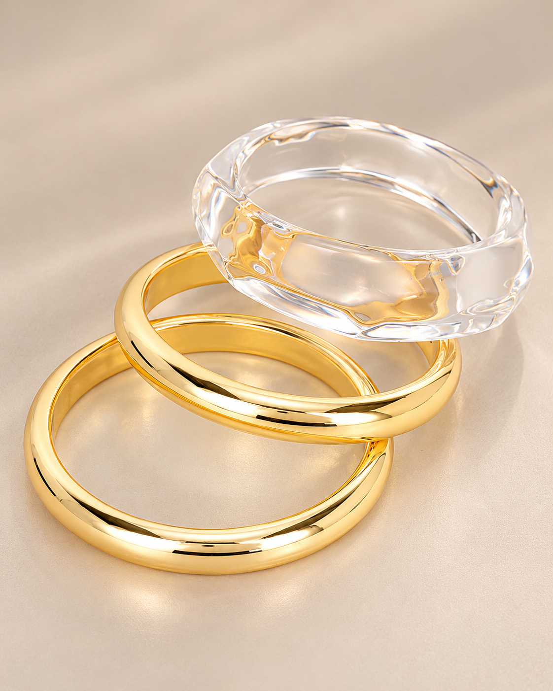 Clearly Chic Bracelet Set - Clear/ Gold