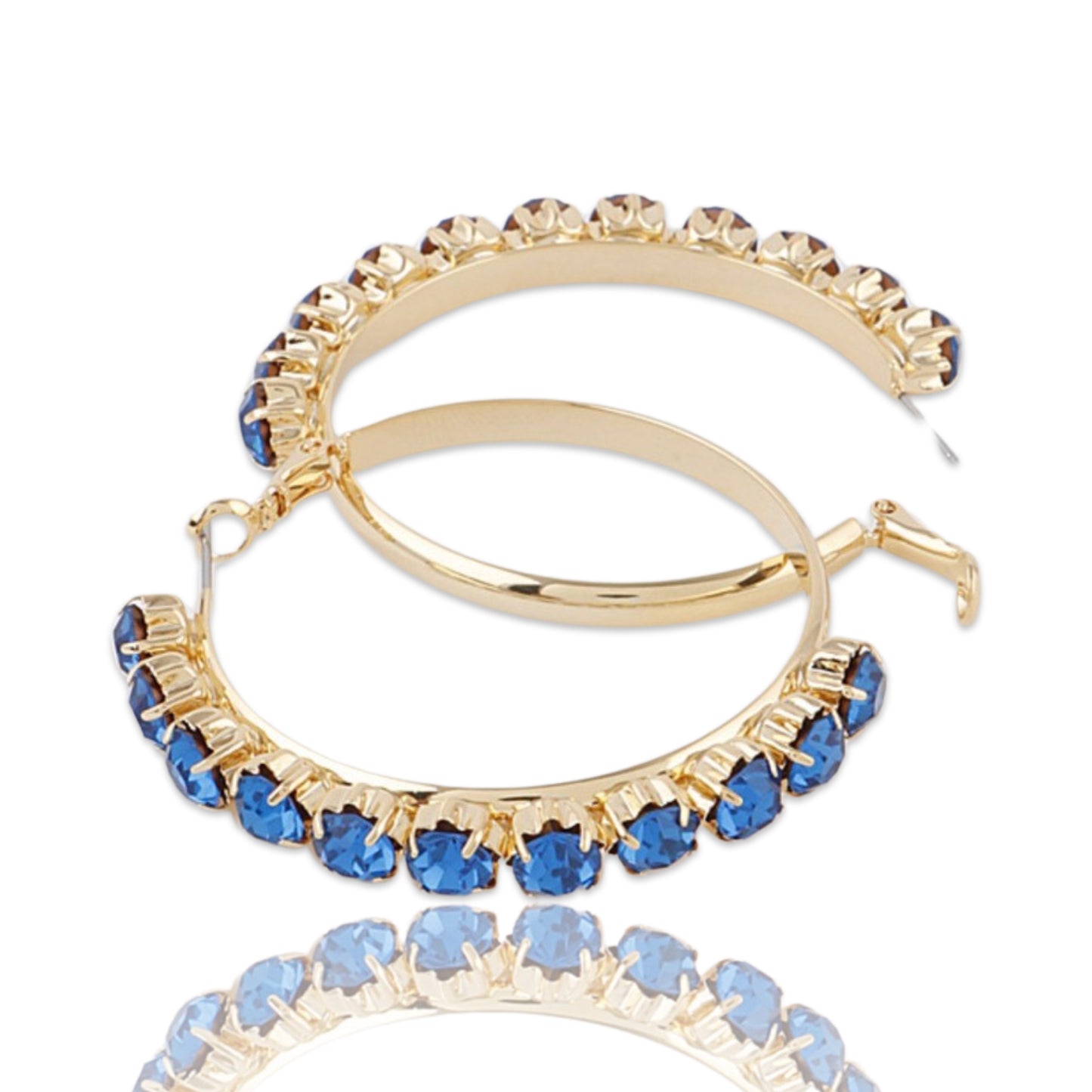 Hidden Gems Hoop Earrings - Blue
