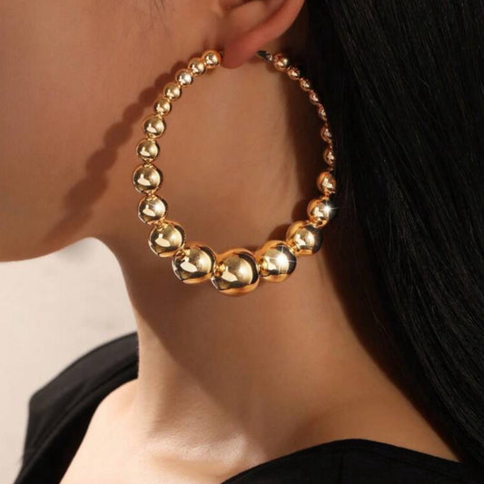 Ecliptic Beaded Hoops - Gold