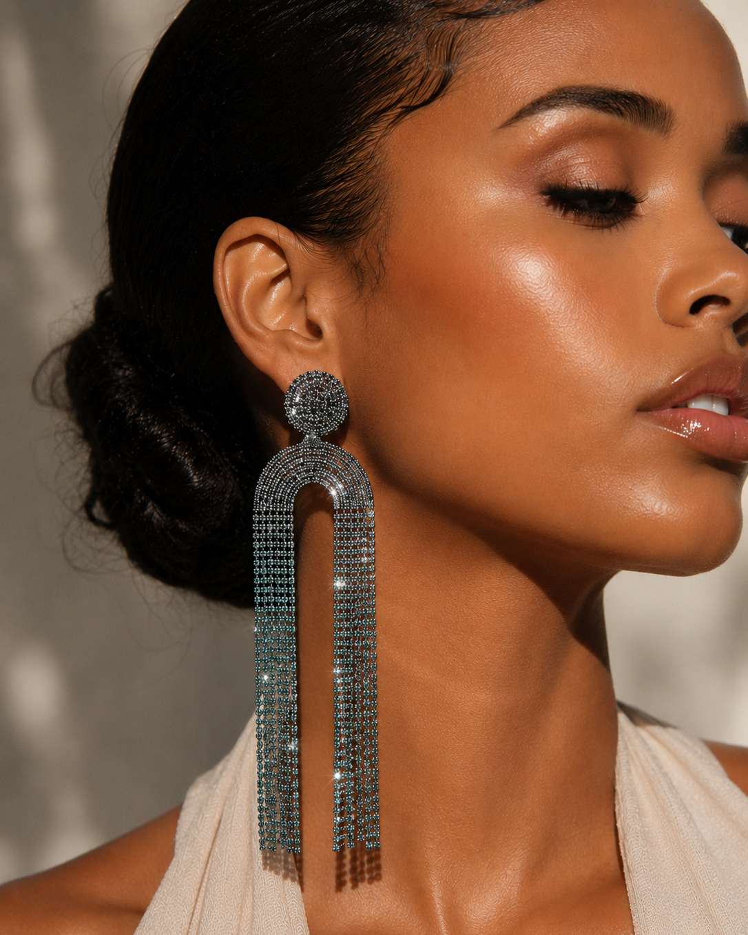 Journi Crystal Earrings - Ombre Green