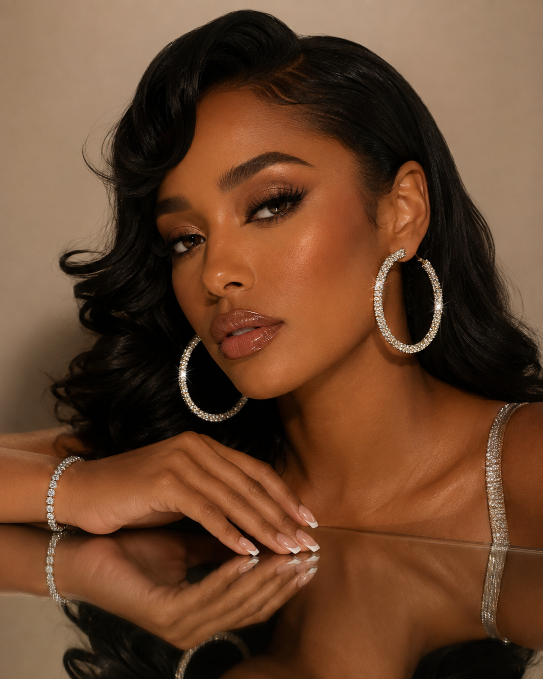 Crystal Hoop Earrings - Gold