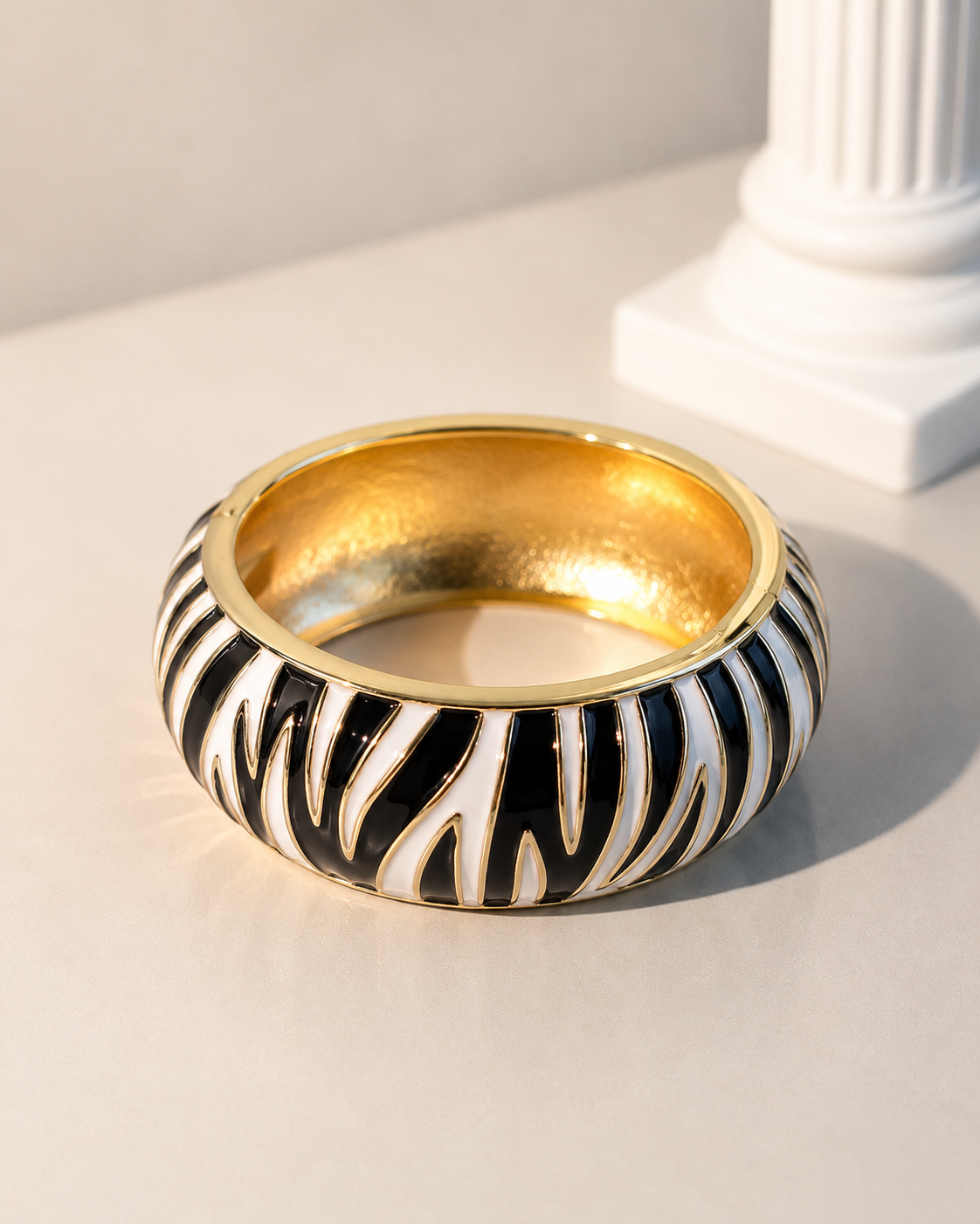 Zebra Print Bangle - Black