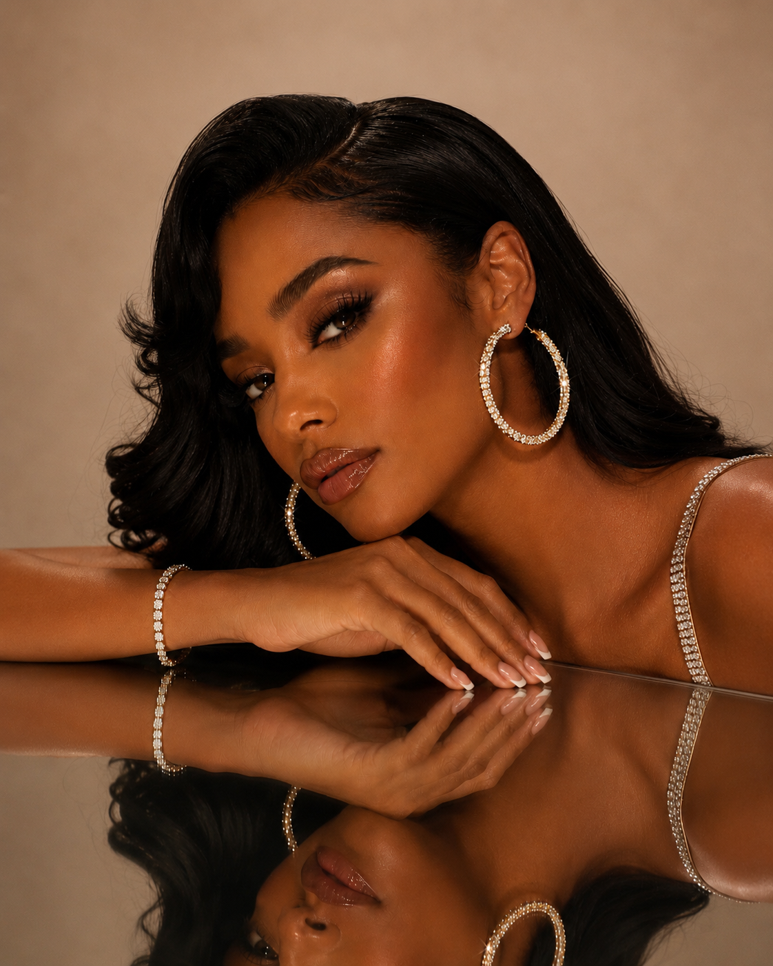 Crystal Hoop Earrings - Gold