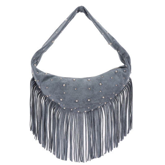 Fringe With Benefits Shoulder Bag - Gray