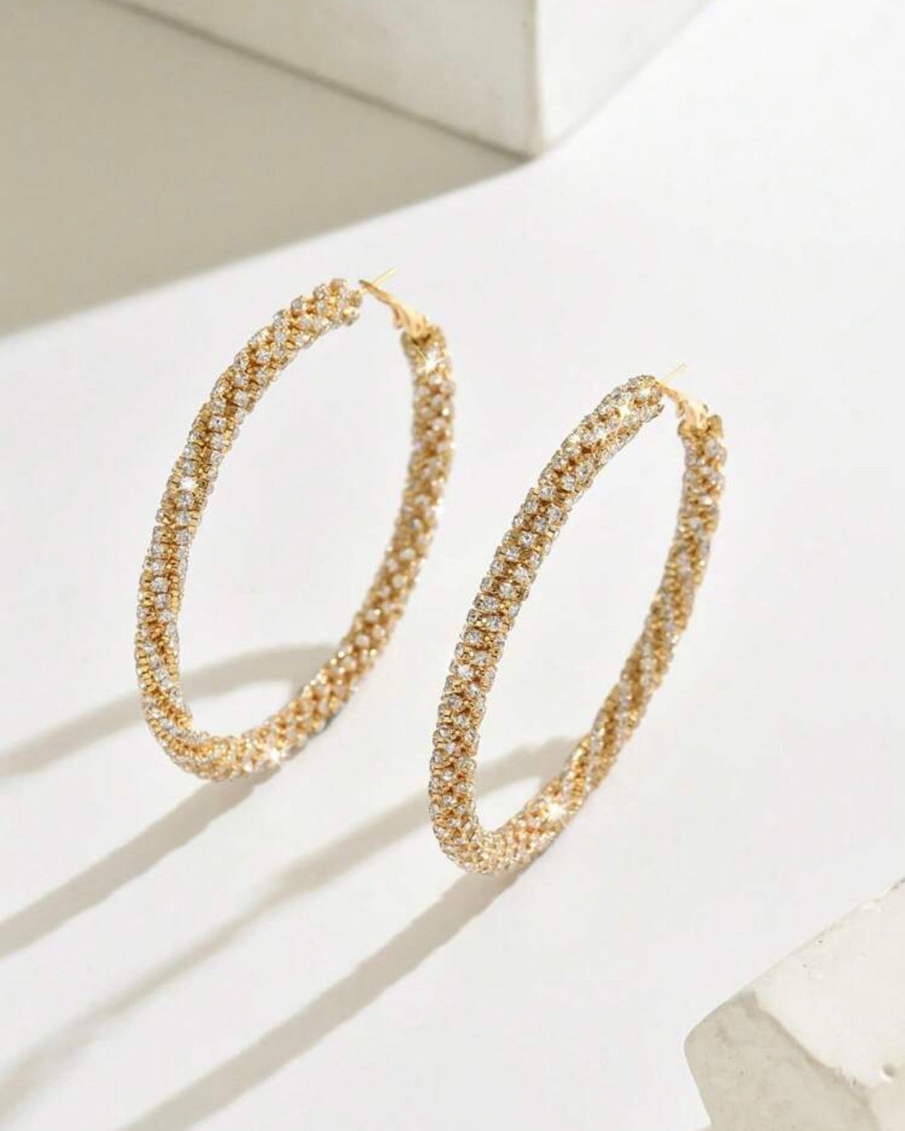 Crystal Hoop Earrings - Gold