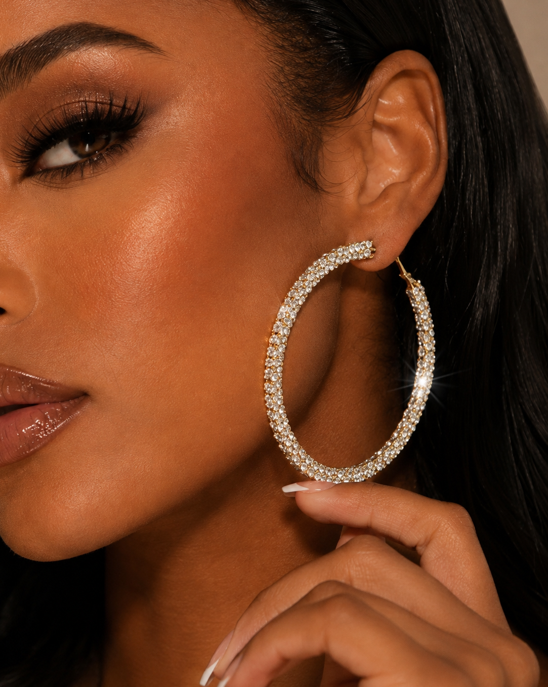 Crystal Hoop Earrings - Gold
