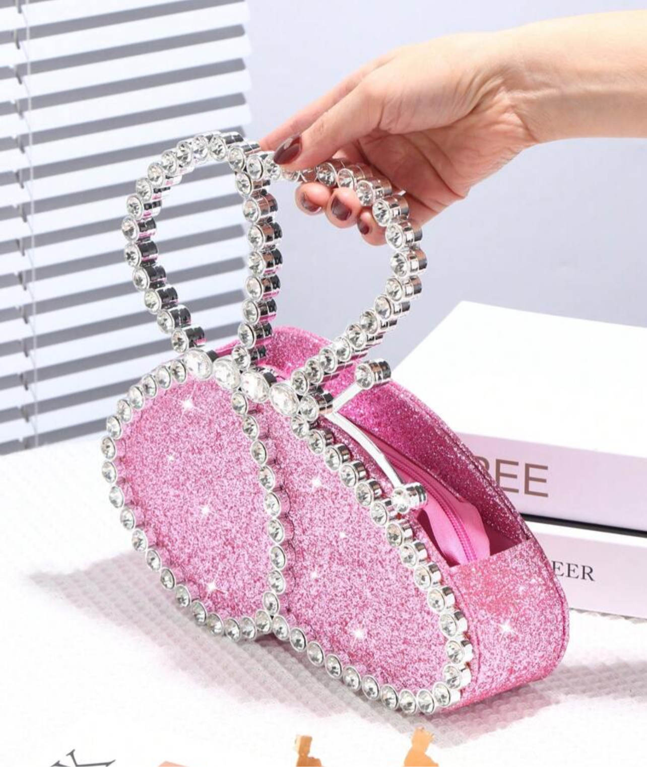 Glitter Butterfly Clutch - Pink