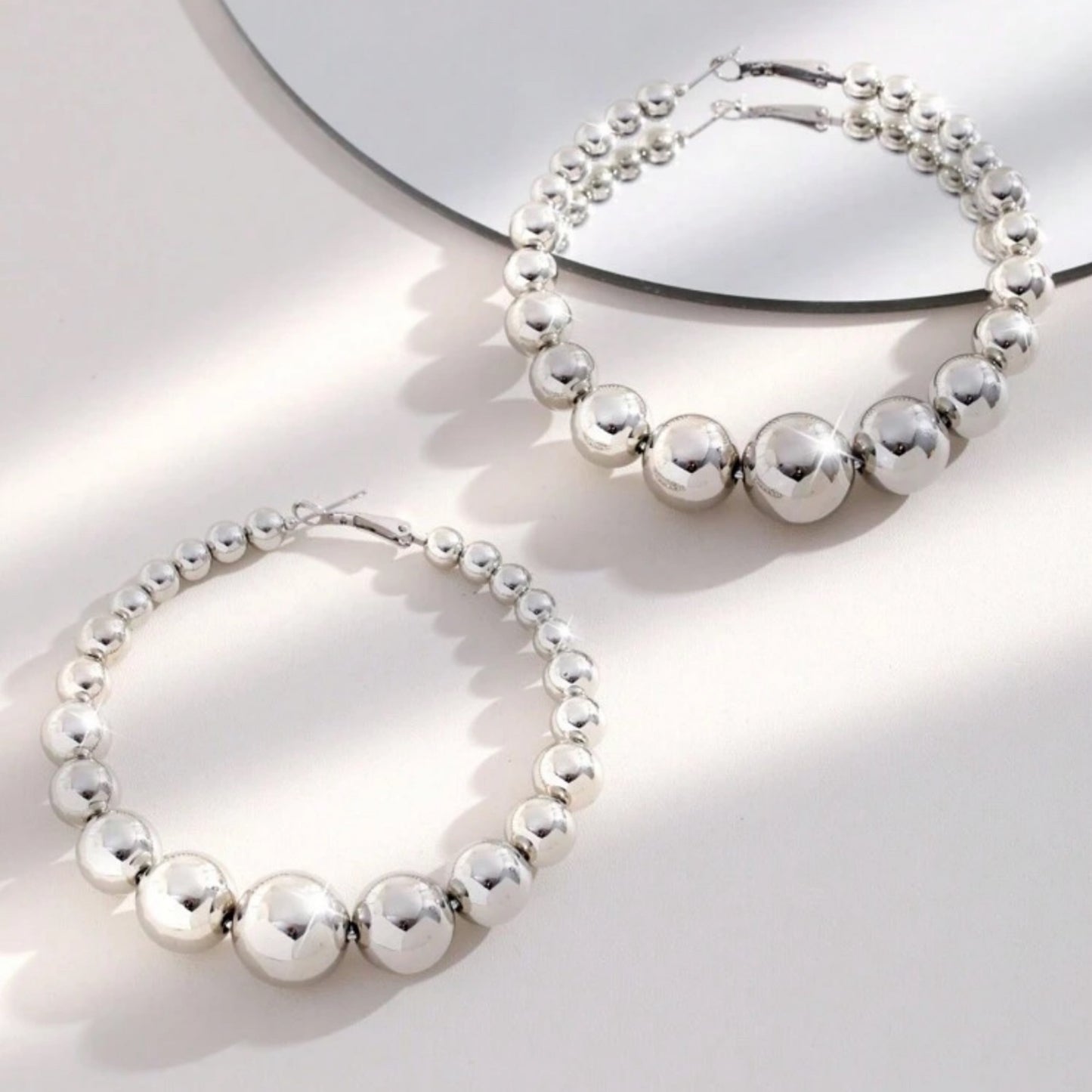 Ecliptic Beaded Hoops - Silver