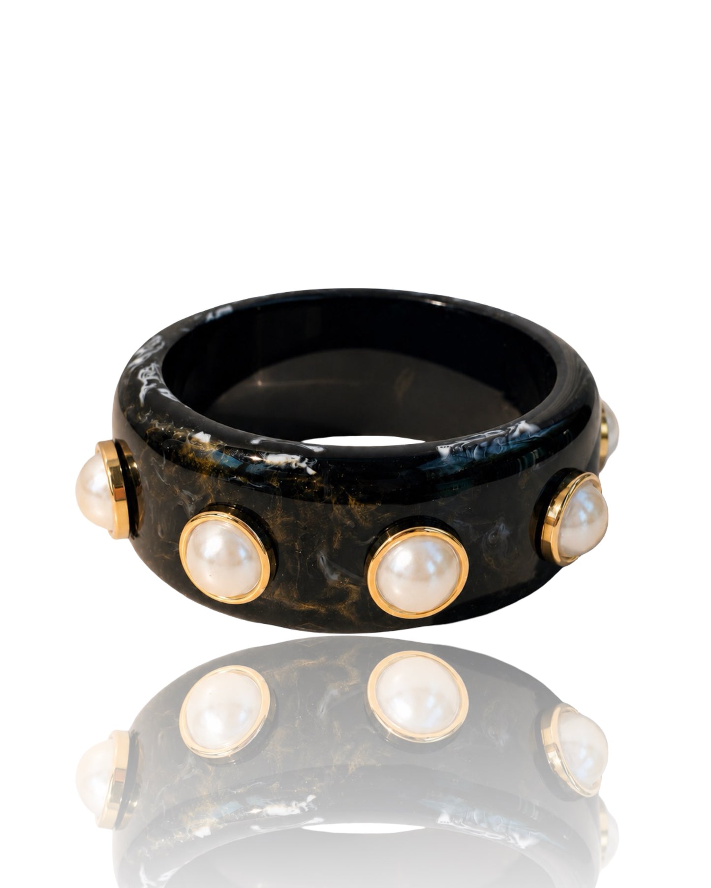 Marble Pearl Bangle - Black