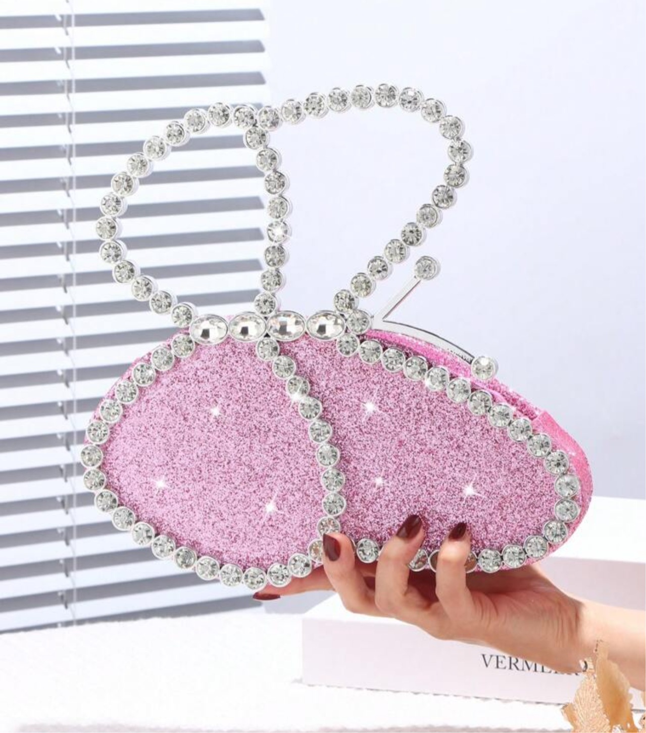 Glitter Butterfly Clutch - Pink