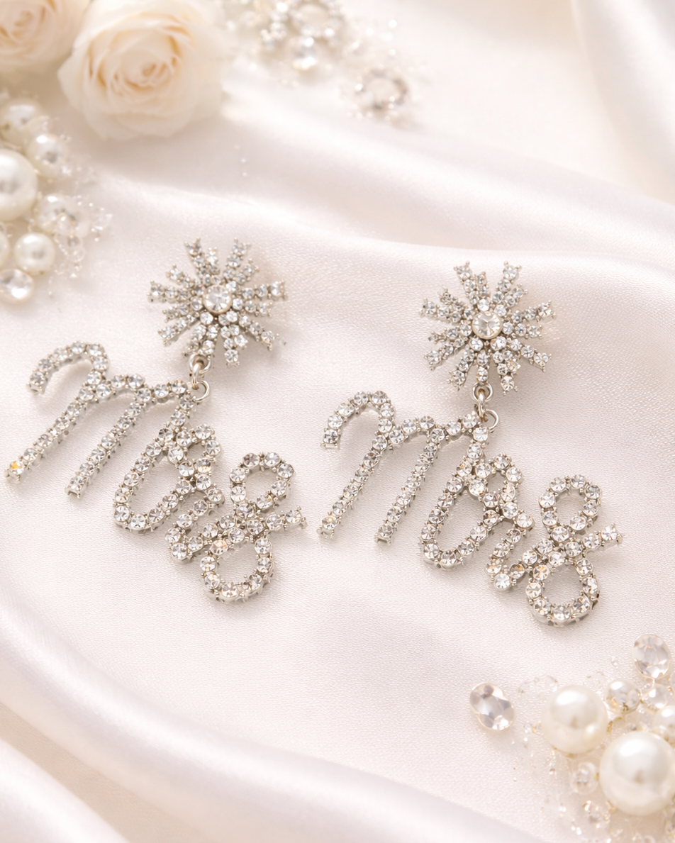 Crystal Mrs. Earrings - Silver