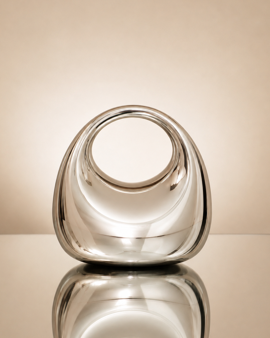 Sculpted Metallic Mini Bag - Silver