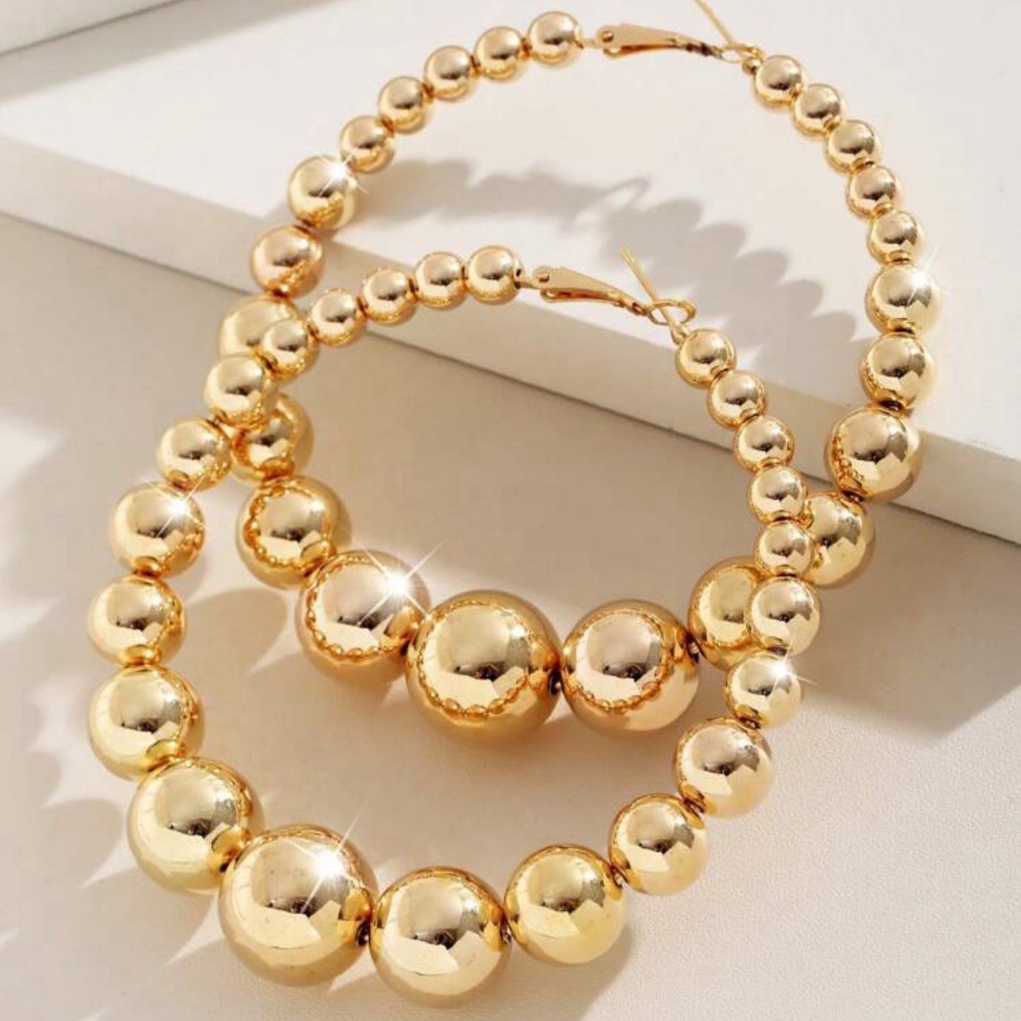 Ecliptic Beaded Hoops - Gold