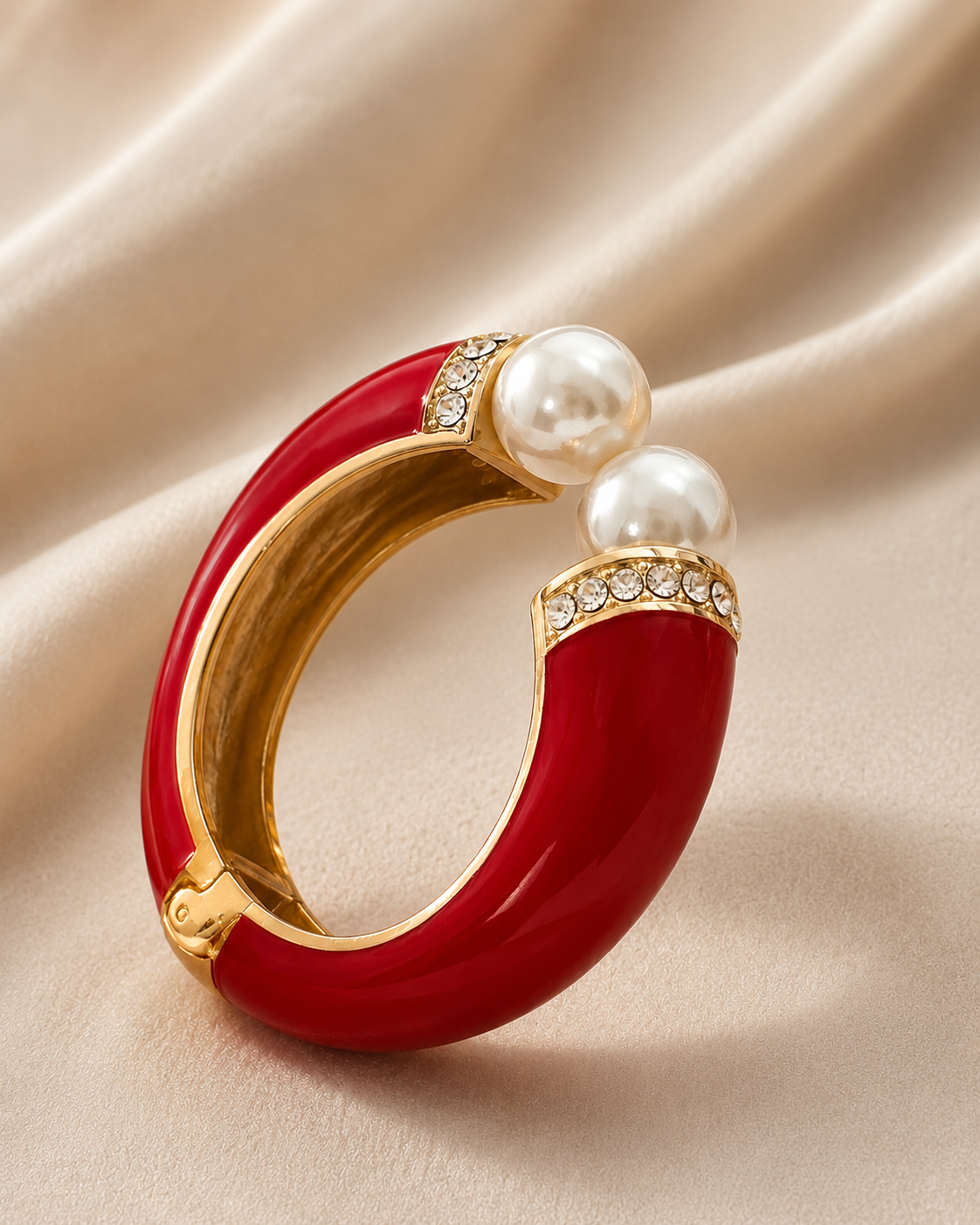 Open Pearl Bracelet - Red