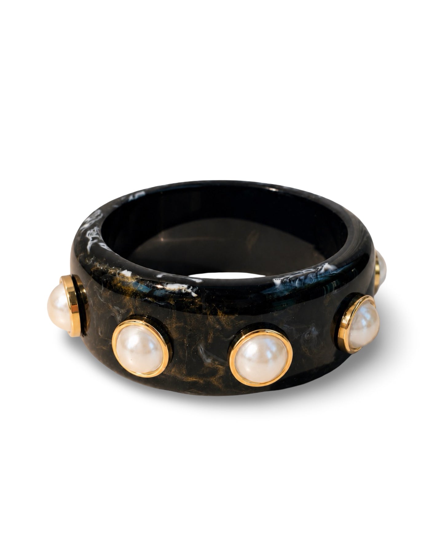 Marble Pearl Bangle - Black