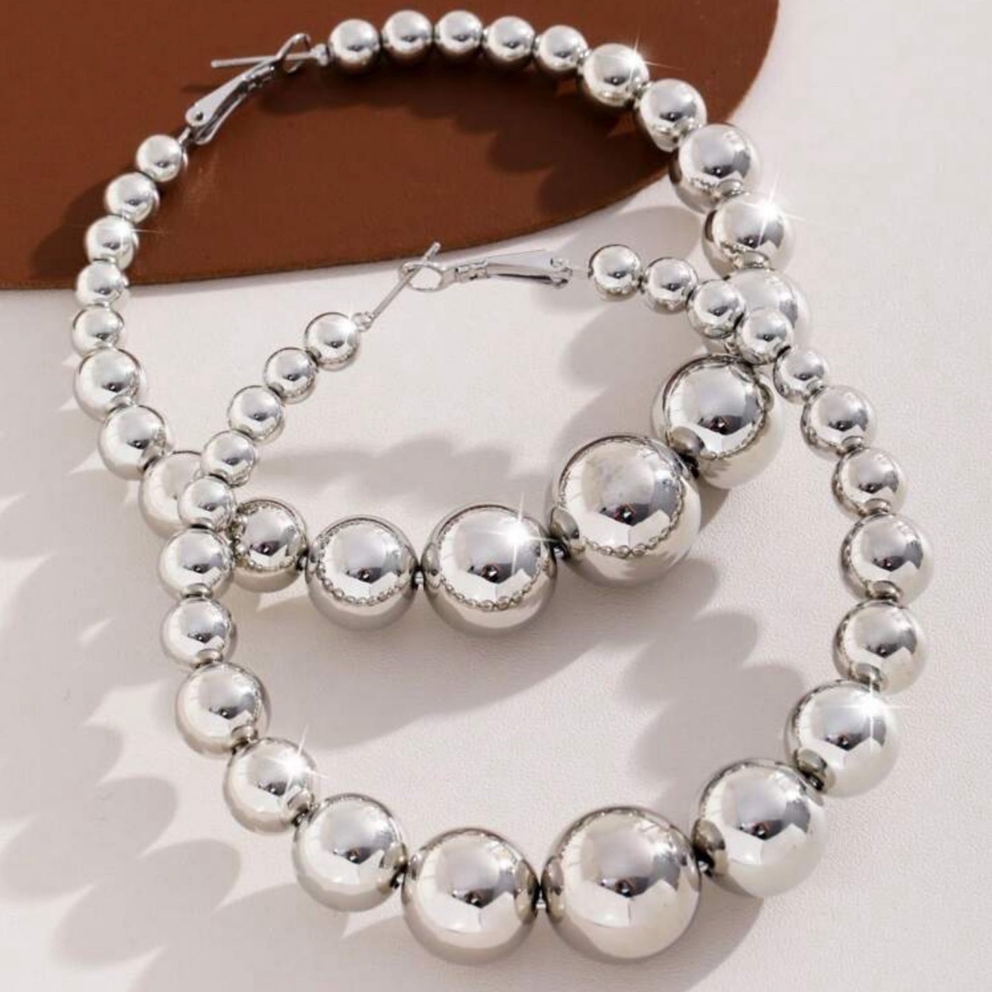 Ecliptic Beaded Hoops - Silver