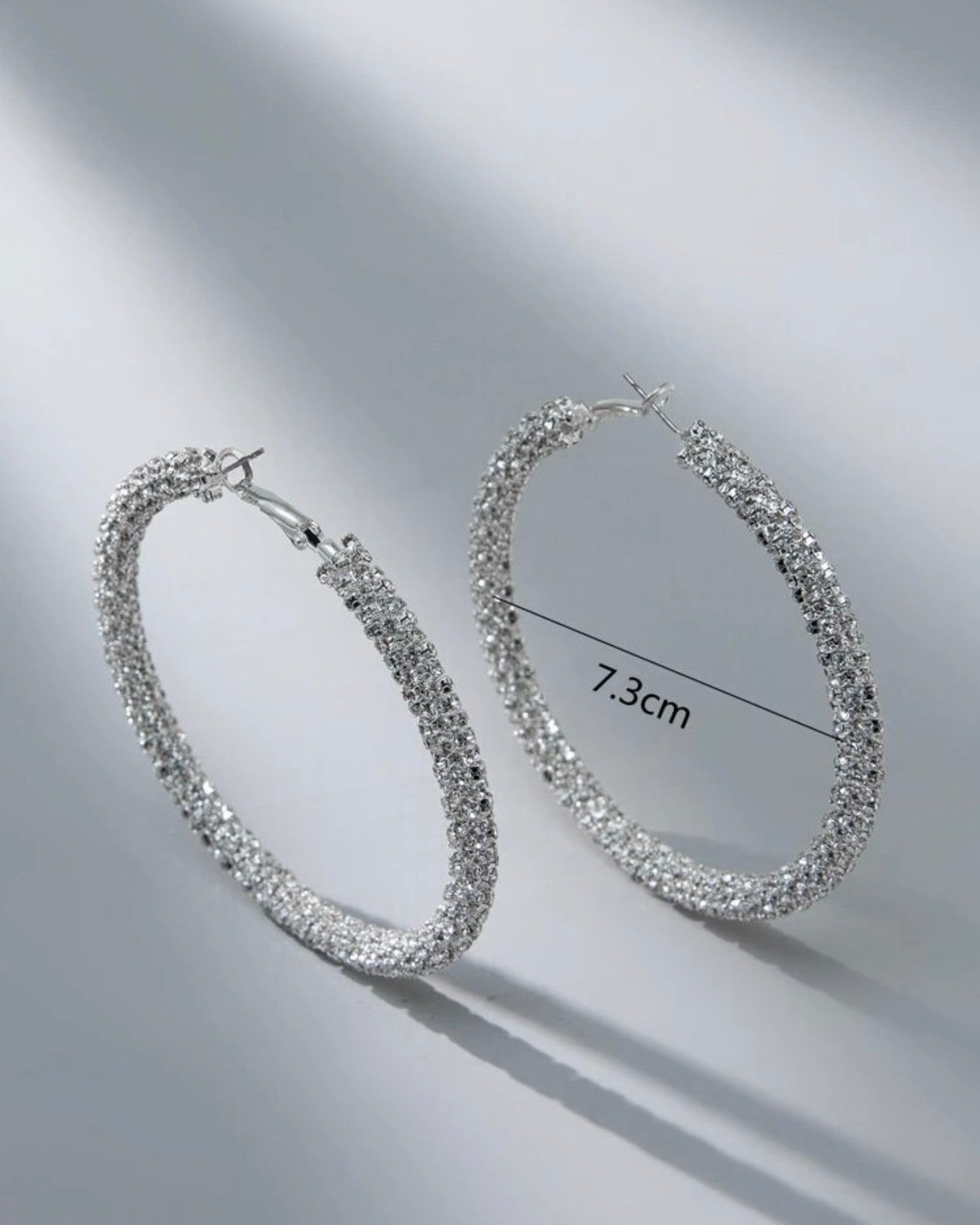 Crystal Hoop Earrings - Silver