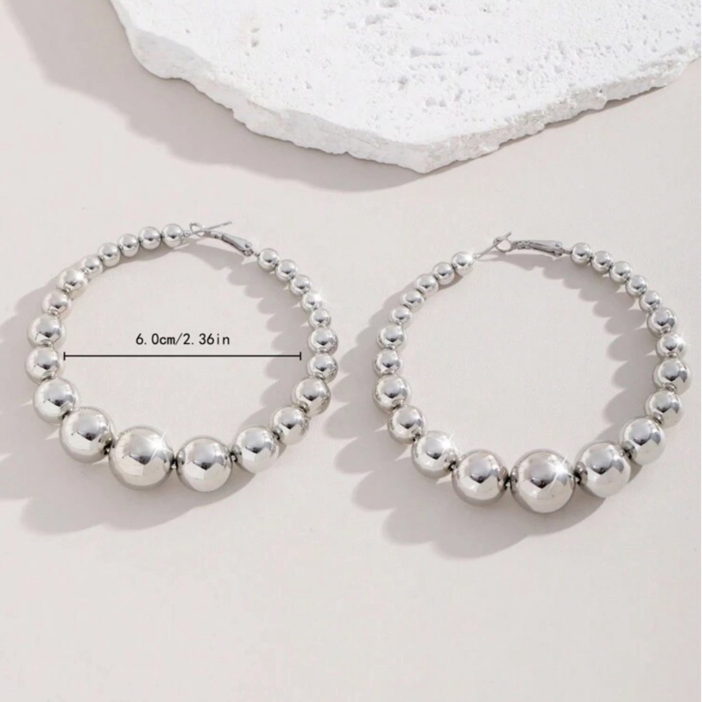 Ecliptic Beaded Hoops - Silver