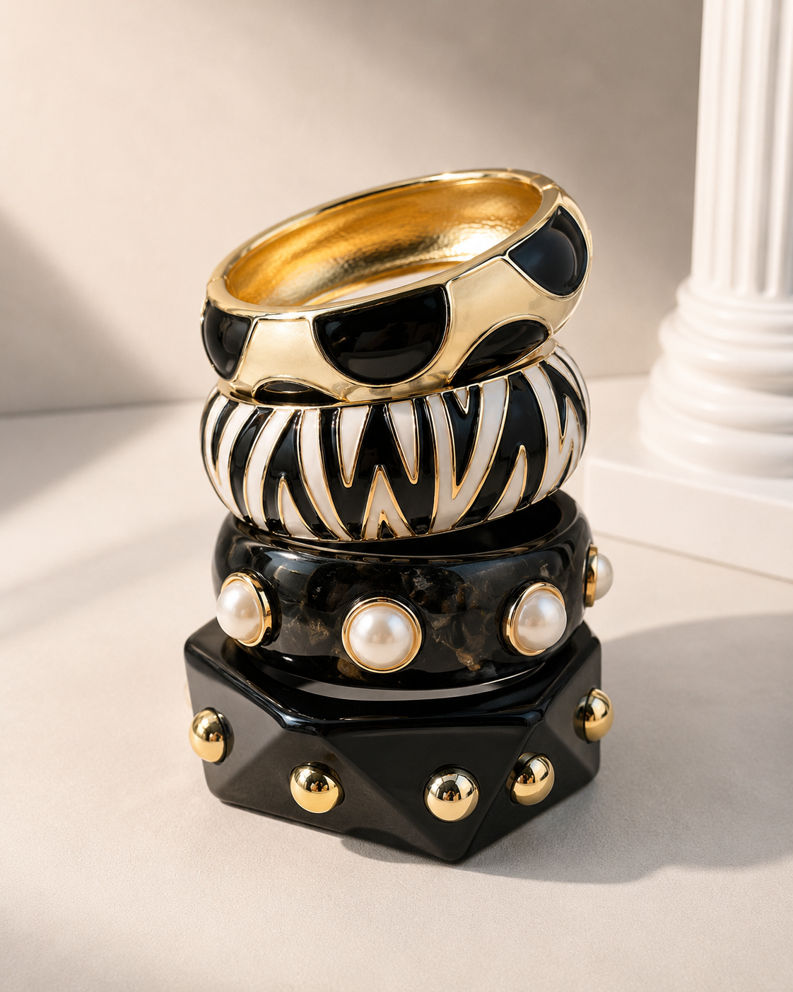 Zebra Print Bangle - Black