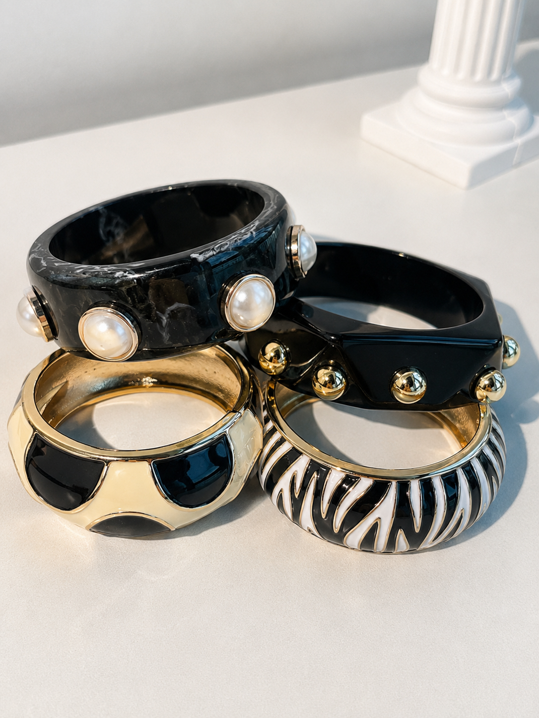 Zebra Print Bangle - Black