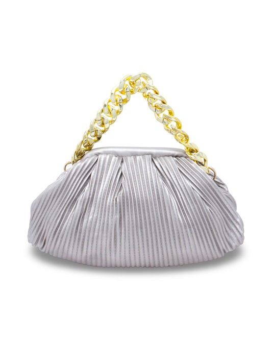 Celine Soft Metallic Clutch - Silver