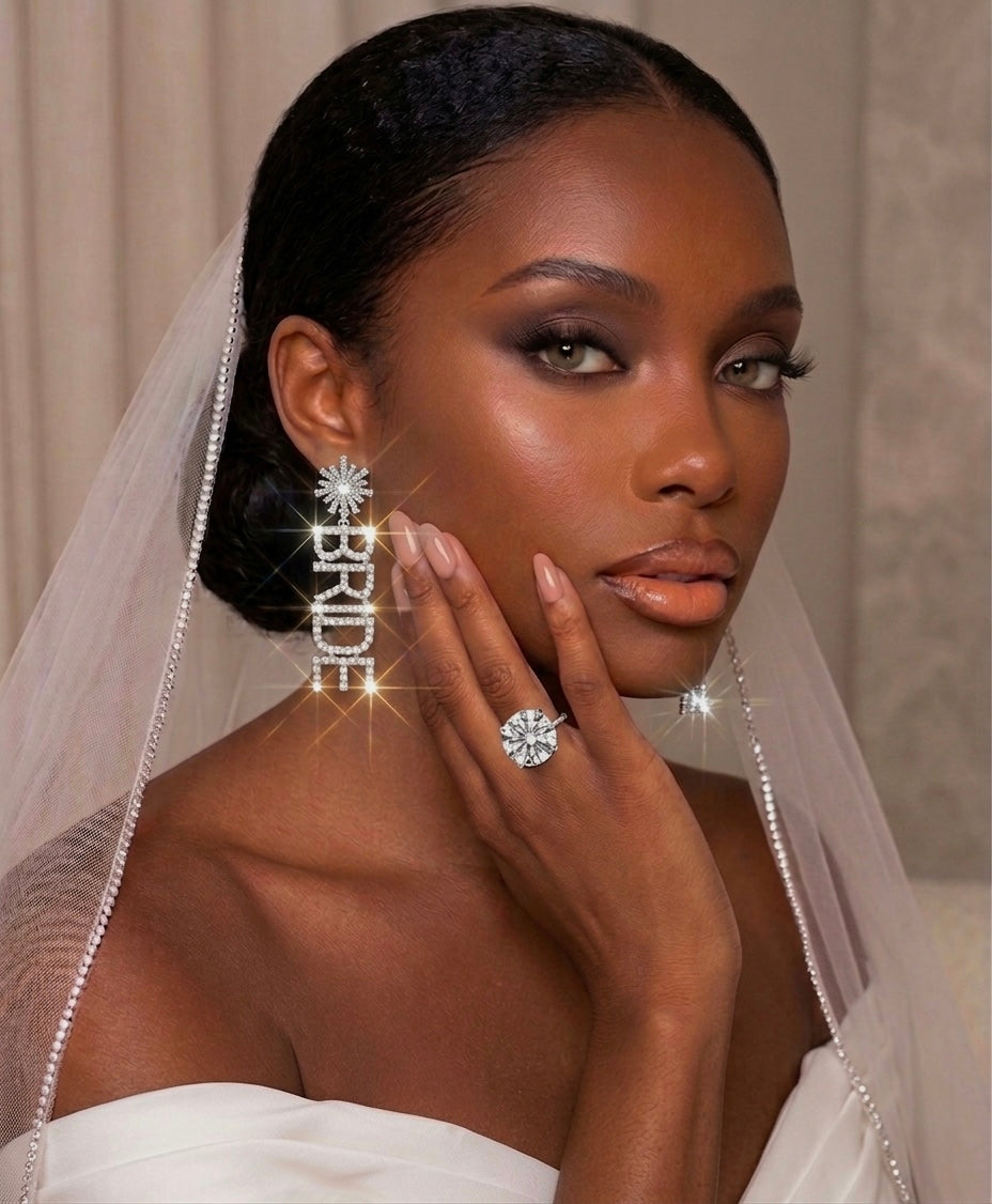 Bride crystal Earrings - Silver