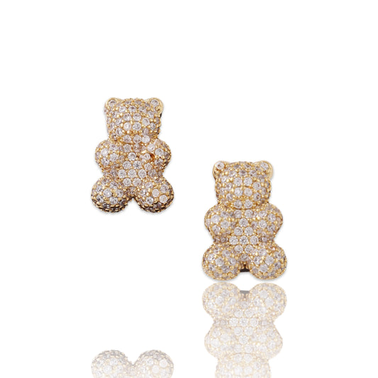 Crystal Teddy Bear Stud Earrings