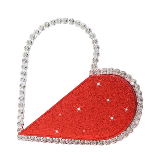 Glitter Heart Clutch - Red