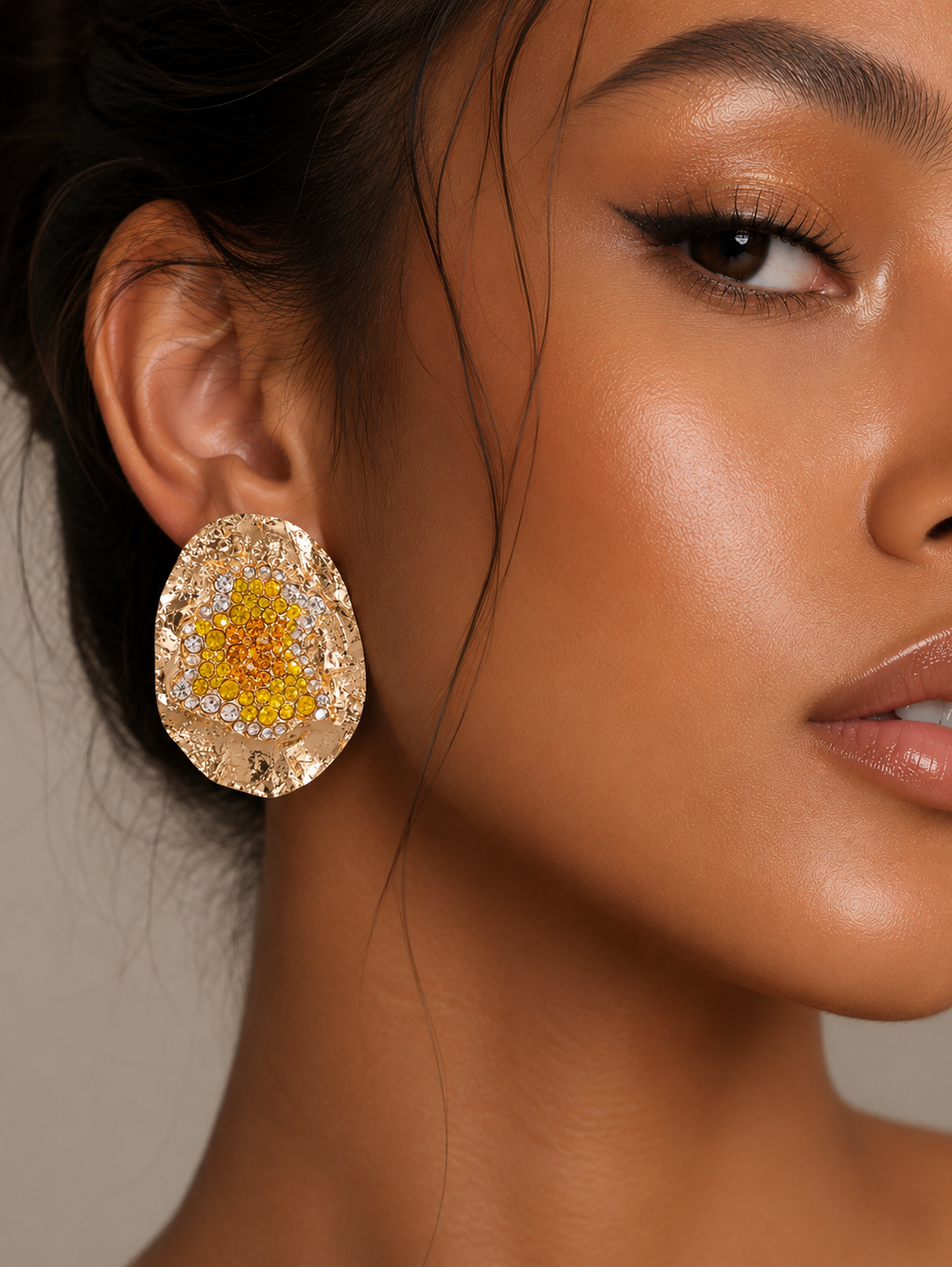 Geode Earrings - Yellow