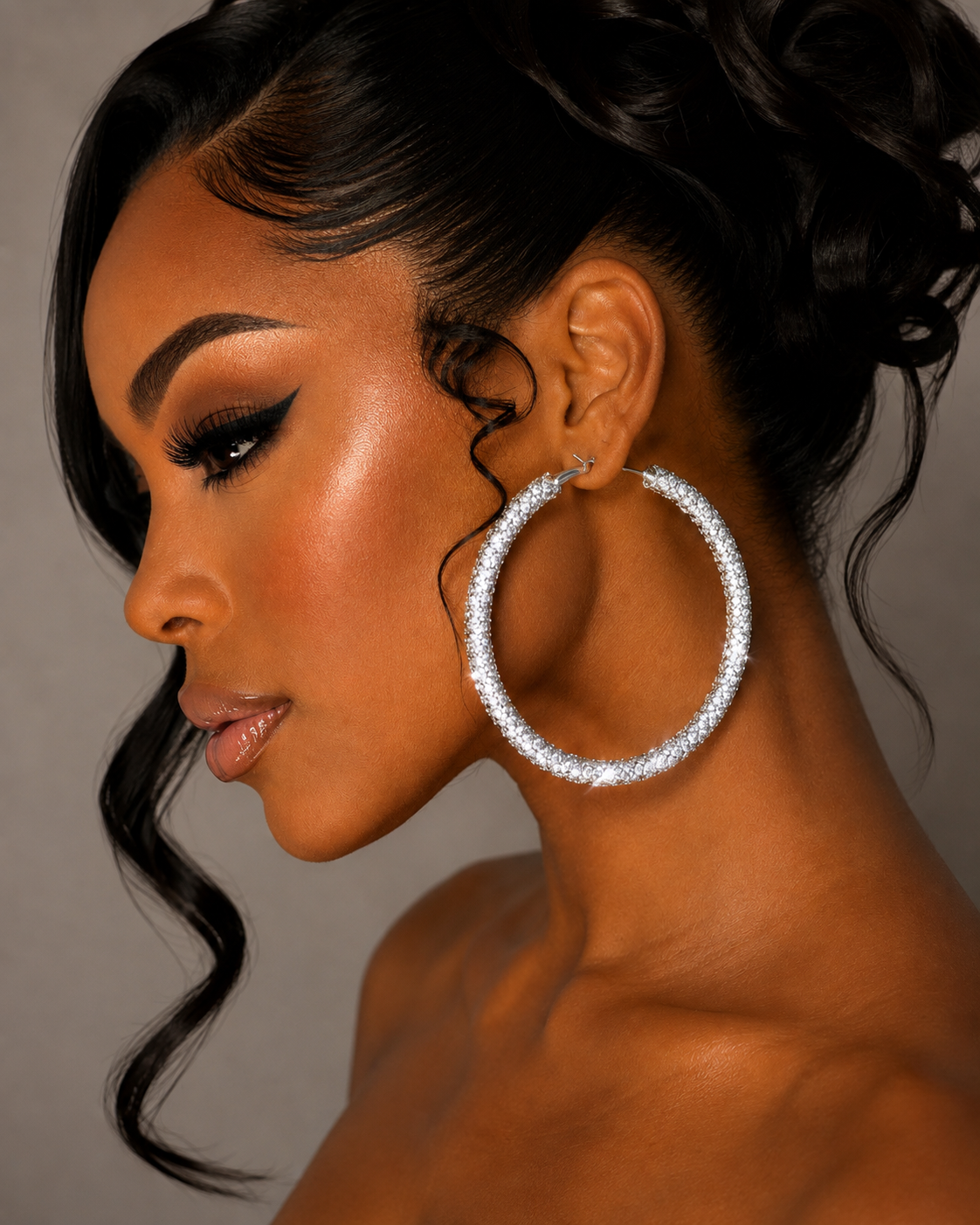 Crystal Hoop Earrings - Silver