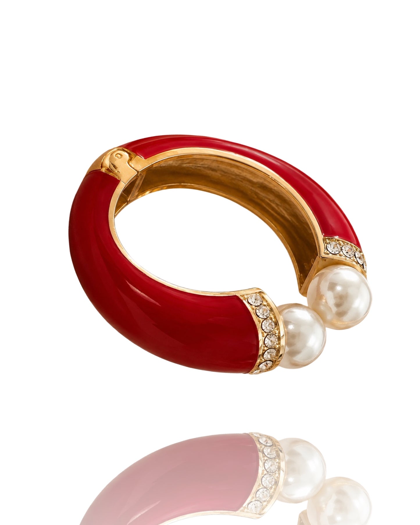 Open Pearl Bracelet - Red