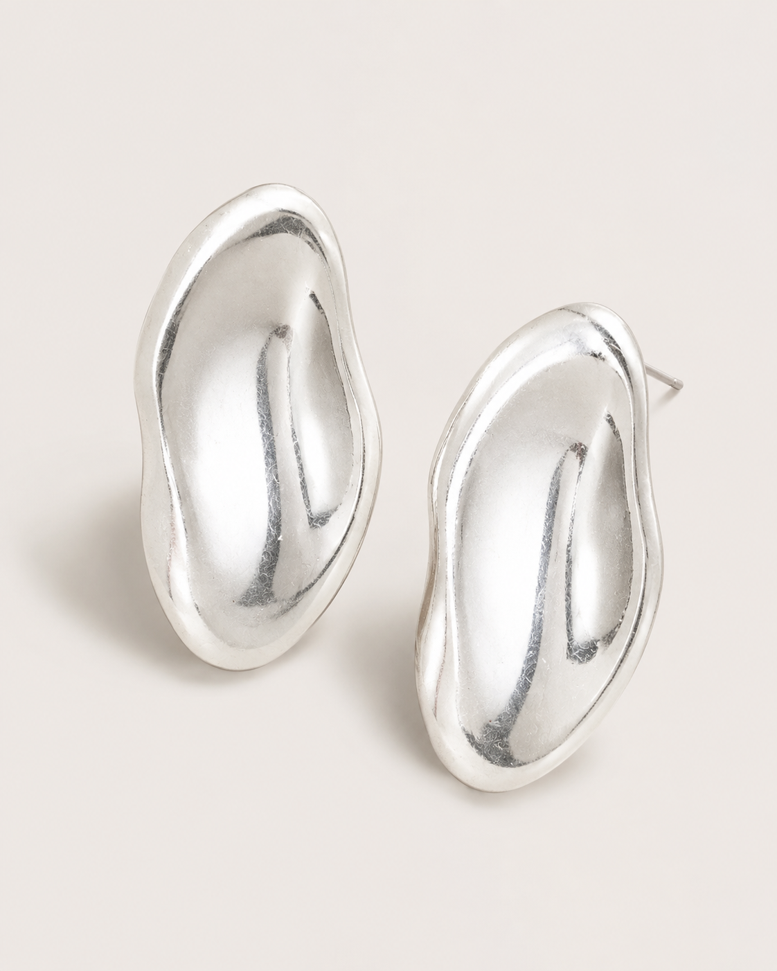 Chrome Petal Earrings - Silver