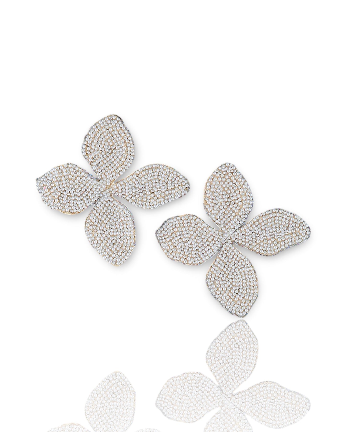 Crystal Floral Earrings - Silver
