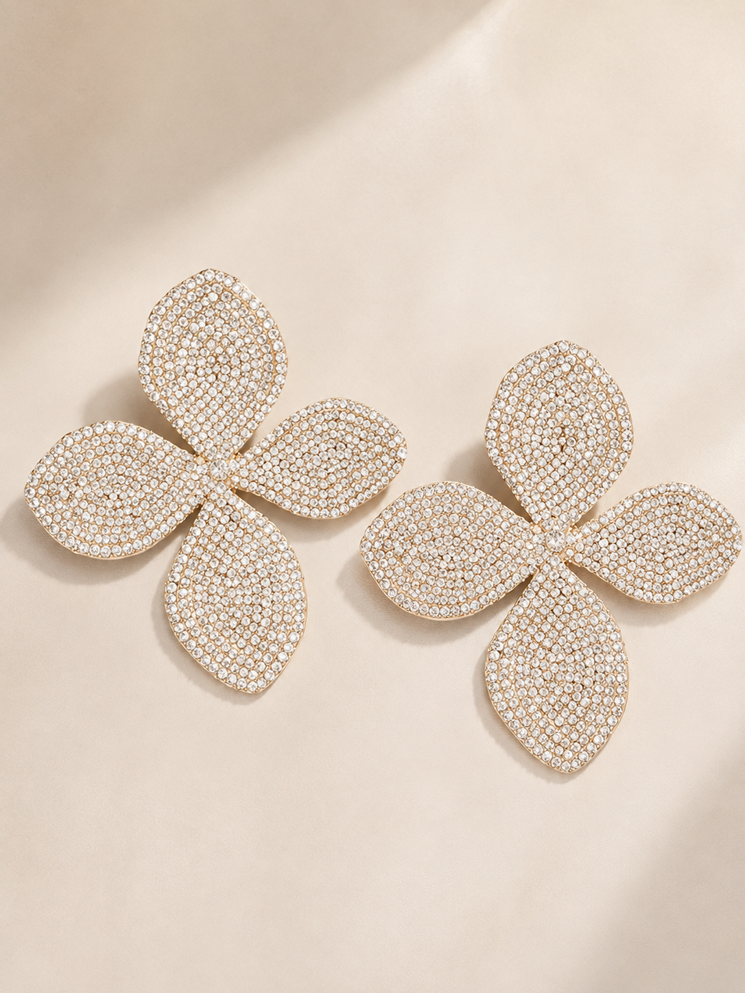 Crystal Floral Earrings - Silver
