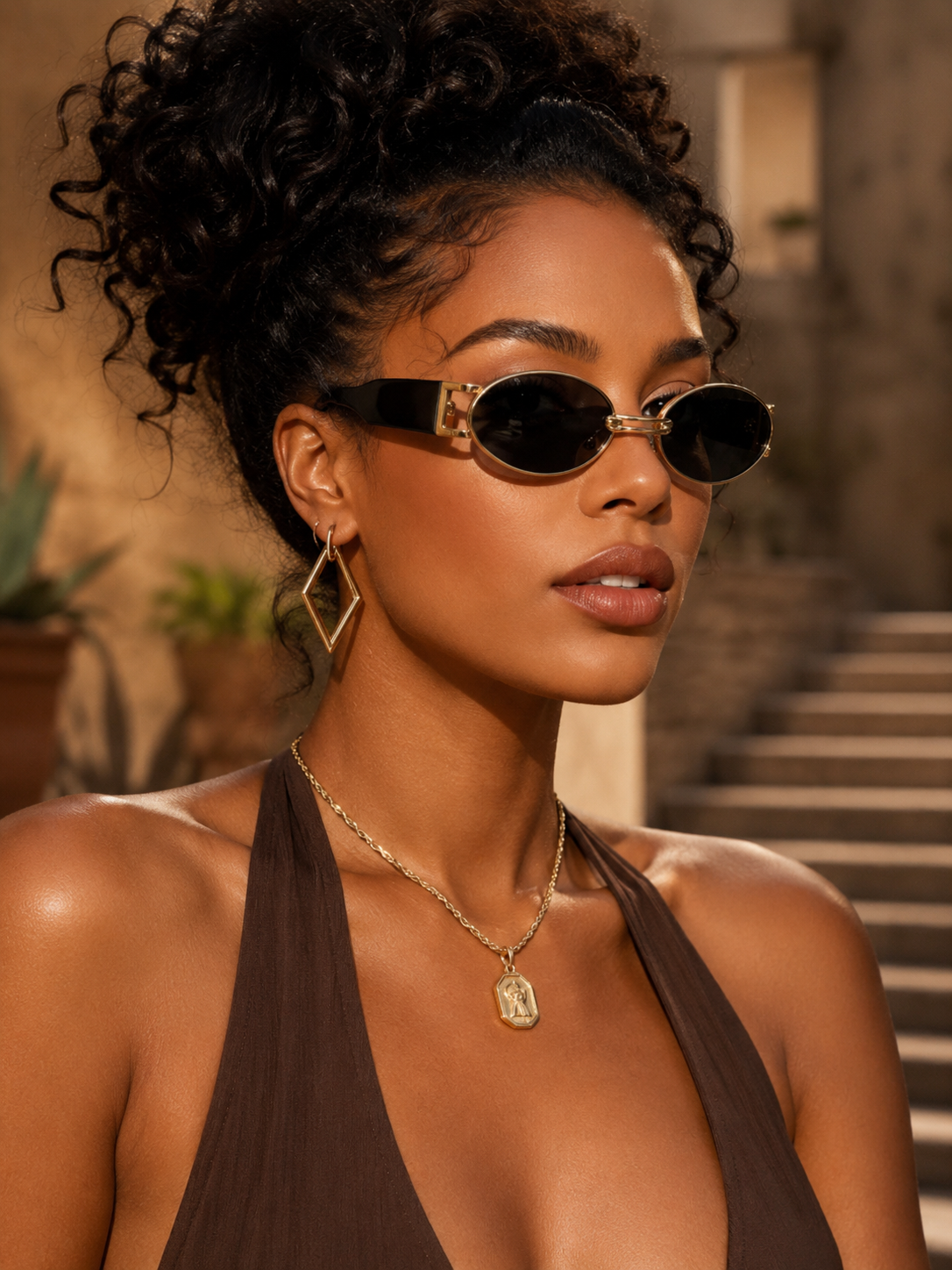 Vintage Frame Sunglasses- Black