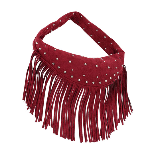 Fringe With Benefits Shoulder Bag - Burgundy