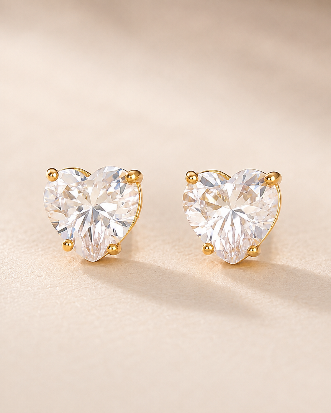 Heart Of Gold Stud Earrings - Gold