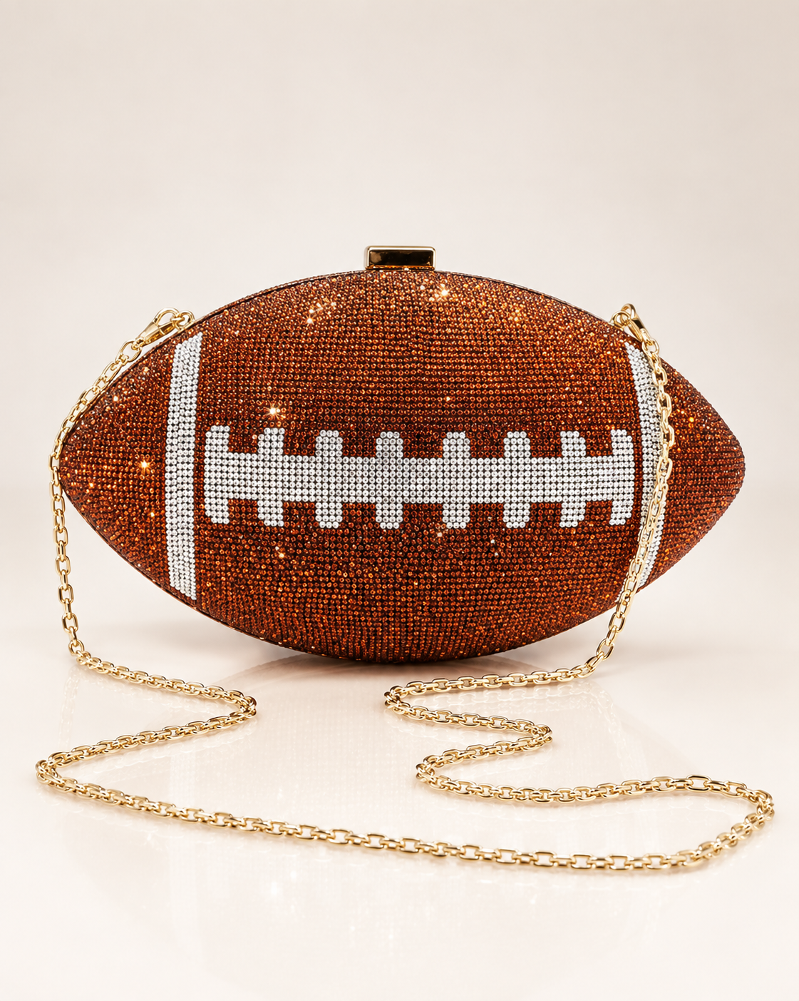 Crystal Football Clutch - Brown