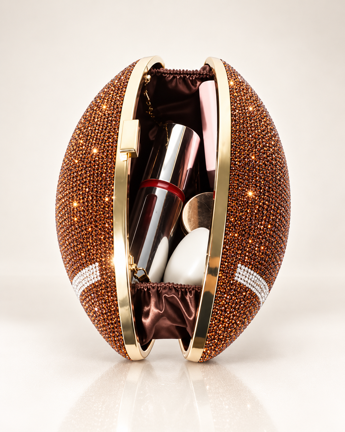 Crystal Football Clutch - Brown