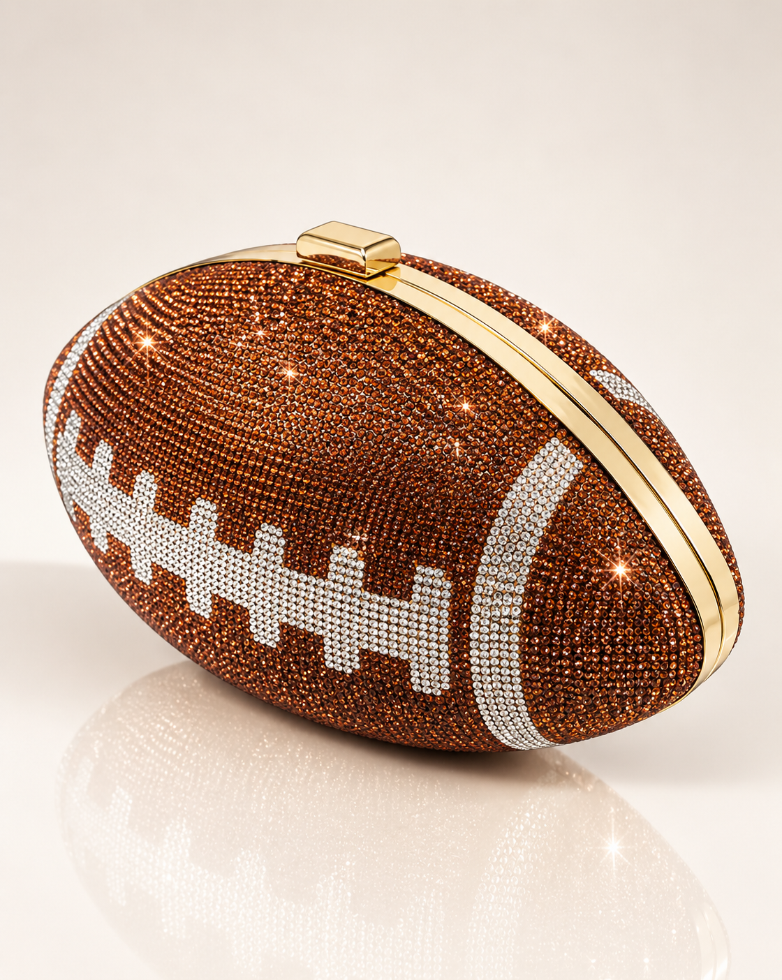 Crystal Football Clutch - Brown