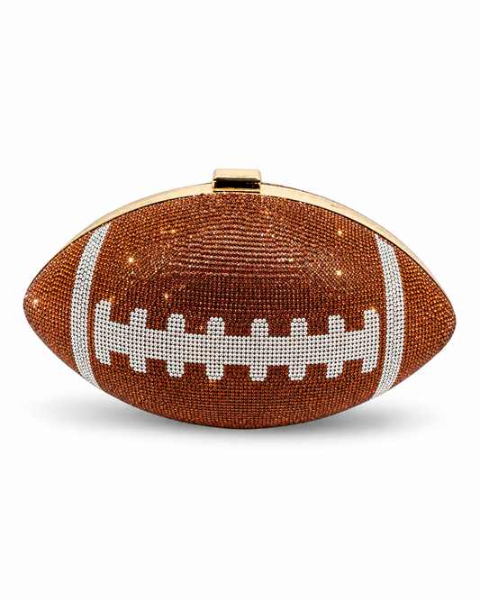 Crystal Football Clutch - Brown