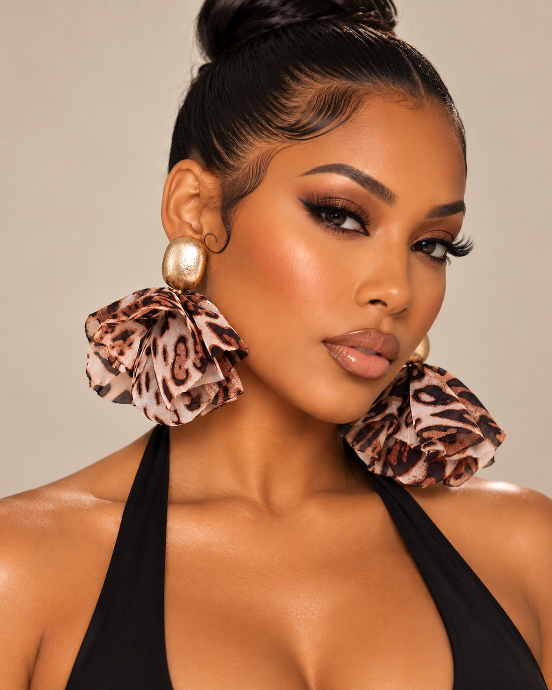 Belle Tassel Earrings - Brown/Leopard